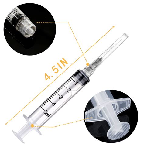 Buy 50 Pack 5ml/cc Plastic Syringe with 22Ga, Lab Sample Injection ...