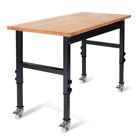 Buy Polar Aurora 48 Adjustable Heavy-Duty Work Bench, Rubber Wood Top ...