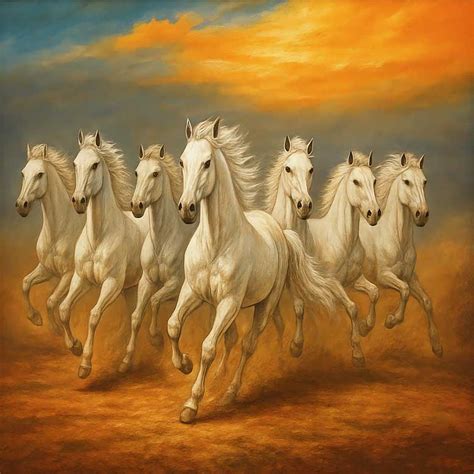 7 Horses Painting for Home – Invite Prosperity, Harmony & Vastu Good ...