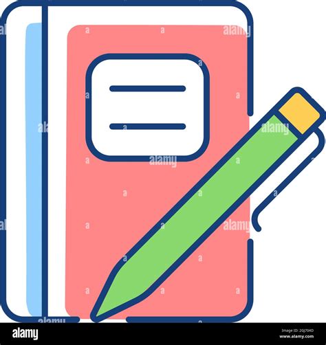 Graph composition notebook with pen RGB color icon Stock Vector Image ...