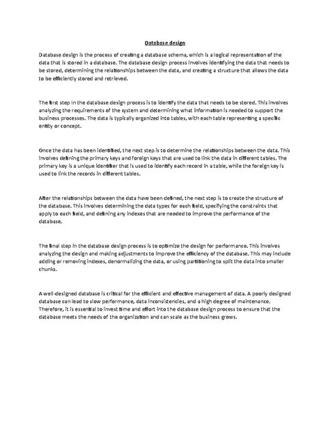 Database design - Database design Database design is the process of ...