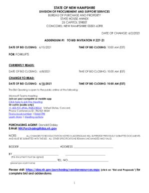 Fillable Online das nh ADDENDUM #1 TO BID INVITATION # 227-21 Fax Email ...