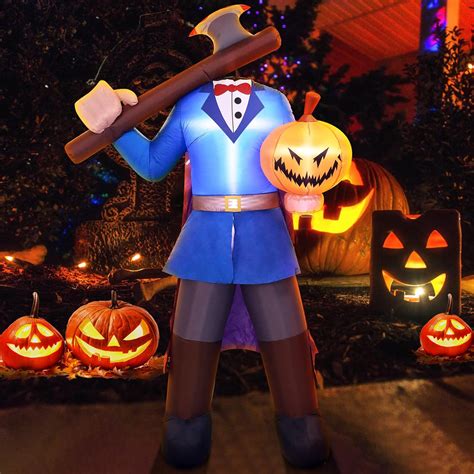 Buy 7.8FT Halloween Inflatables Outdoor Decapitated Pumpkin Man ...