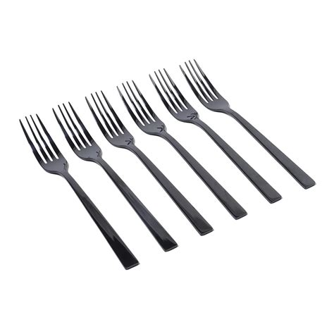 Buy Shay Stainless Steel Table Fork Set, 6 Pieces, Black | Glossy ...