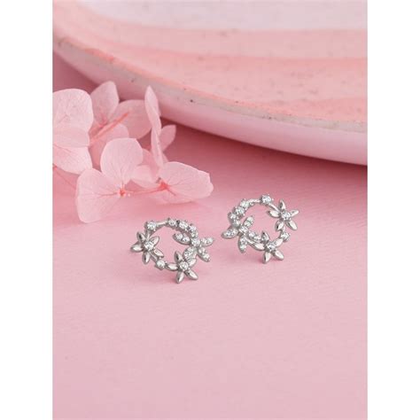 Buy Giva Sterling Silver Shining Flower Studs For Women(One Size) Online