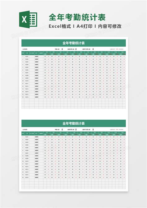 全年考勤统计表EXCEL模板下载_EXCEL_图客巴巴