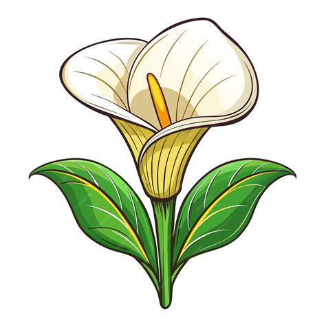Calla Lily fiore in stile cartone animato Icon Vector clipart Illustrazione | Vettore Premium