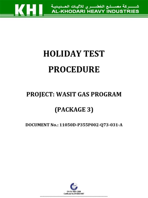 Image result for Coating Holiday Testing Form.pdf Template