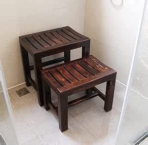 WOODZEN Teak Wood Step Stool with Safety Rail for Living Room and ...