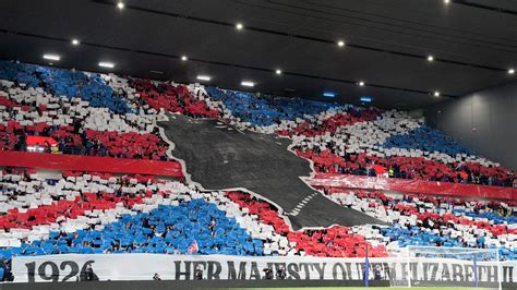 Rangers fans pay tribute to The Queen by singing national anthem before Champions League match ...
