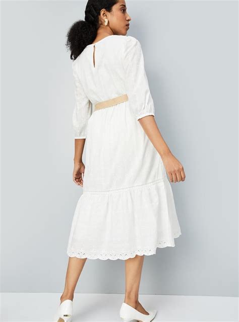 Buy Women Woven Schiffli Midi Dress Online at just Rs. 1599.0 ...