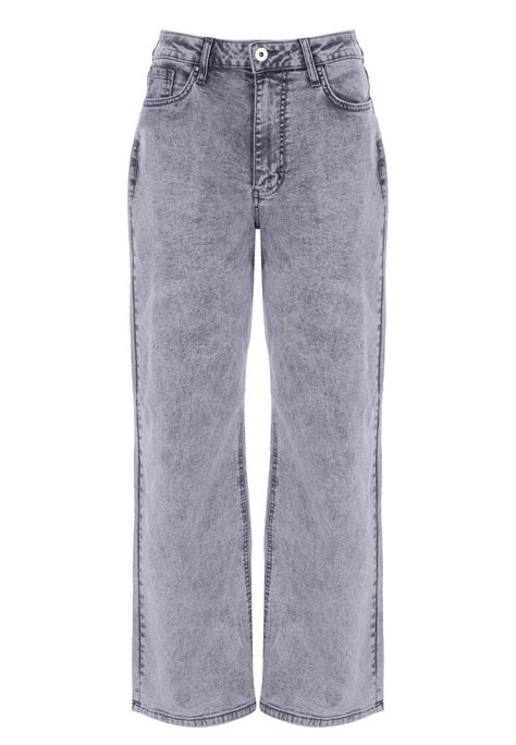 Womens Grey High Rise Wide Leg Jeans | Peacocks