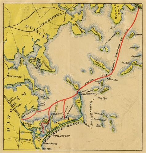Hull & Hingham Ferry Timetable Map 1881 – Boston In Transit