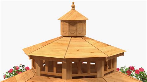 Wooden Gazebo Covered with Pink Roses 3D | 3D Molier International