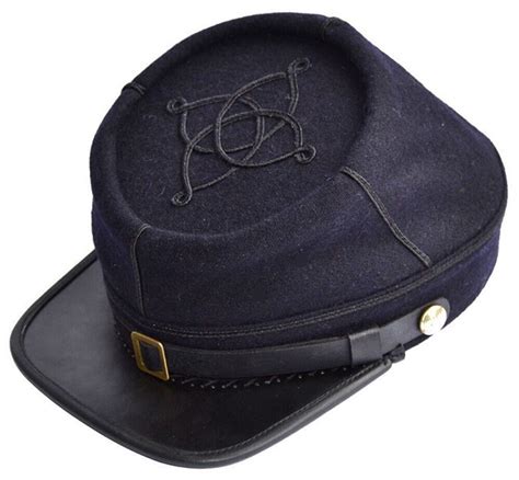 Civil War Union Officer's Infantry Leather Peak Kepi, Navy Blue With ...