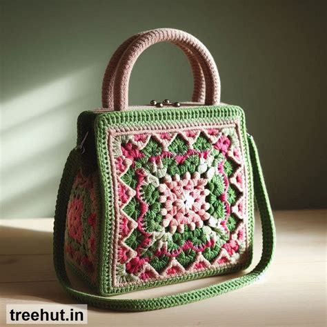 Granny Square Crochet Handbag Ideas with Color Combinations and how to ...