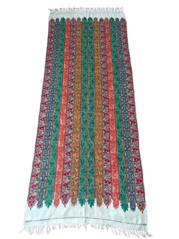 Hand Embroidered Kashmiri Shawl with Floral Crewel Embroidery and ...