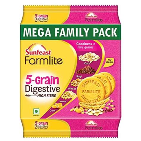Sunfeast Farmlite 5 Grain Digestive Biscuit, High Fibre Biscuit ...