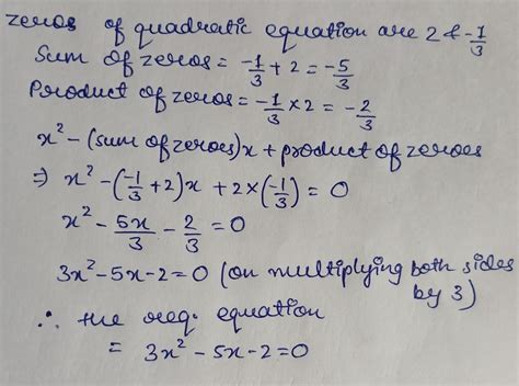 Find a quadratic polynomial with zeroes-2 and1/3 - Brainly.in