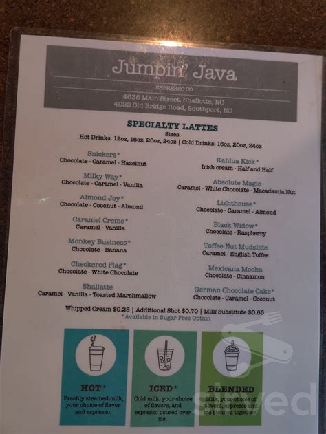 Menu - Shallotte NC's Jumpin Java Espresso Company, LLC | Sirved