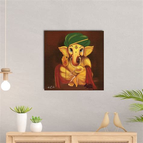 God Ganesha Spiritual Original Design Canvas Printed Wall Painting ...