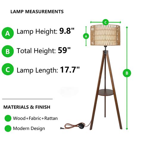 Hokku Designs Tripod Floor Lamp Shelves Rattan Standing Lamp (Set of 2 ...