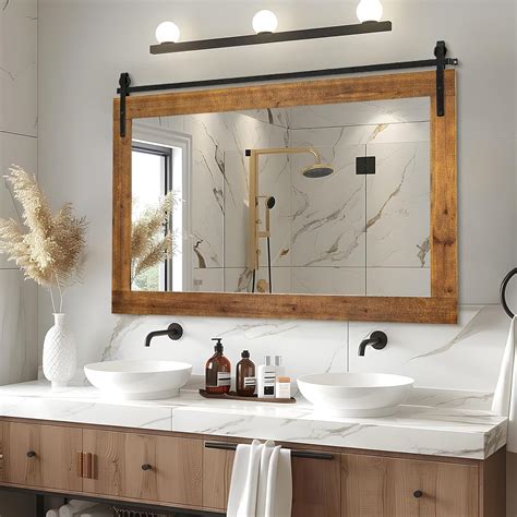 Amazon.com: SeekElegant Farmhouse Bathroom Mirror, 41" x 30" Rustic ...