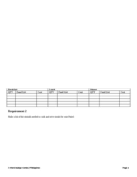 Cooking Merit Badge Worksheet - Printable Word Searches