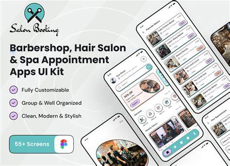 Barbershop Hair Salon App UI Kit - GraphicsBunker