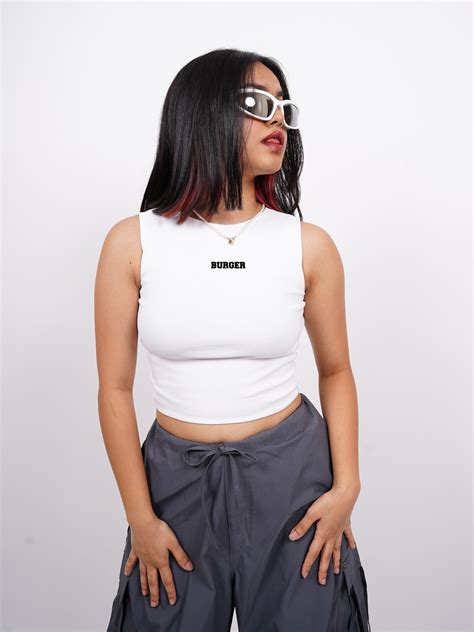 Minimal Burger Logo: Burger Bae Sleeveless Rachel Tank For Women ...