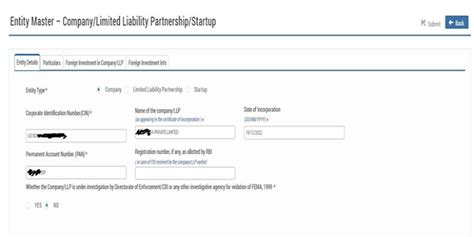 Creation of Entity Master with Regard to FC-GPR Filing