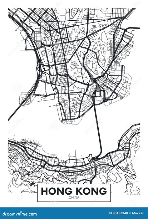 Vector Poster Map City Hong Kong Stock Vector - Illustration of capital ...