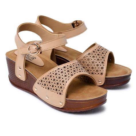 Buy KLAUR MELBOURNE Women Beige Wedges Sandal GN-4 at Amazon.in