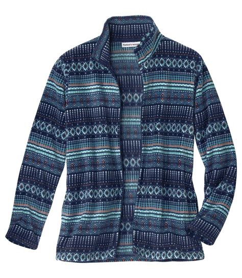 Women's Blue Patterned Fleece Jacket | Atlas For Men
