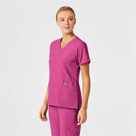 W123 Women's Stylized V-Neck Scrub Top - Hot Pink – Wink Scrubs