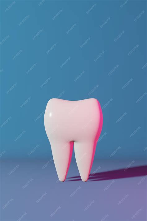 Dente molar saudável branco renderização em 3d neon fundo azul claro ...
