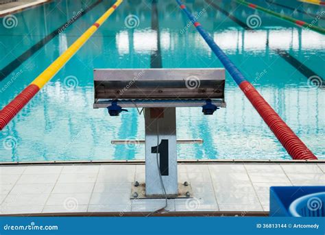 Interior of Public Indoor Swimming Pool with Racing Lanes and Bl Stock ...