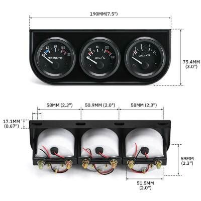 Battery Voltage - Temperature - Oil Amount 3-Indicator Panel Motorobit ...