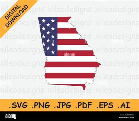 Georgia Map on American Flag. GA, USA State Map on US Flag. EPS Vector ...