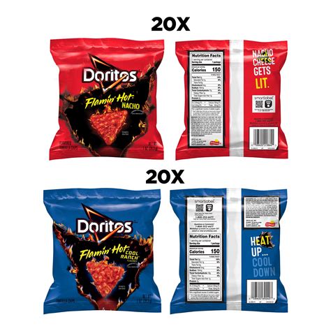 Buy Doritos Flamin' Hot Nacho and Cool Ranch Variety Pack Snacks, 40 ...