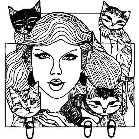 Taylor Swift Cat Coloring Page · Creative Fabrica