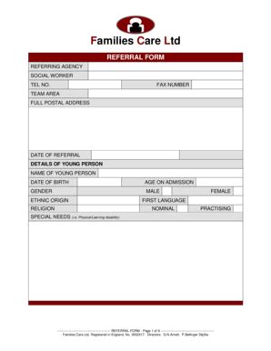 Fillable Online Referral form - Families Care, Promoting positive ...