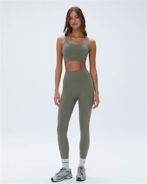Ultimate Side Pocket Olive Green High Waisted Leggings | Adanola