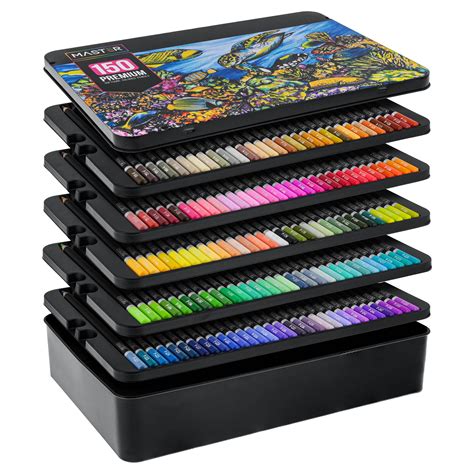 Master 150 Colored Pencil Mega Set, Soft Core Vibrant Colors Pro ...