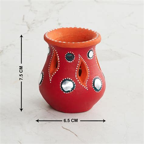 Buy Utsav Multicolour Embellished Clay Diya - Set of 2 from Home Centre ...