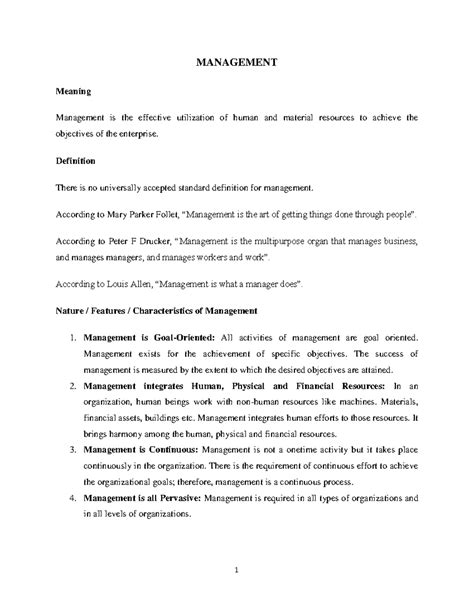 Functional Management MOD 1 - MANAGEMENT Meaning Management is the ...