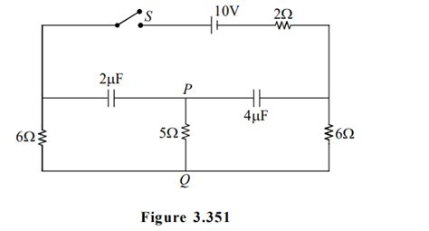 In the circuit shown in figure-3.351 the capacitors are initially ...