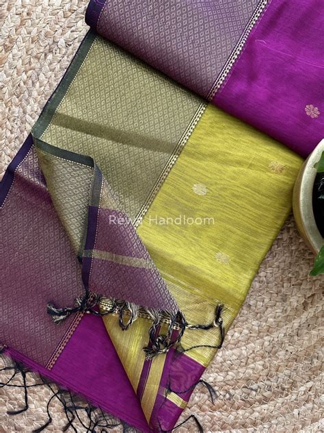 Maheshwari Purple Zari Skirt Butti Saree ZSB025 – Rewa Handloom