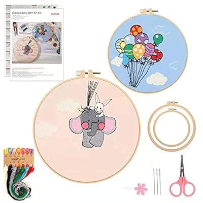 Buy 2Pack Embroidery Starter Kit with Pattern and Instructions, DIY ...