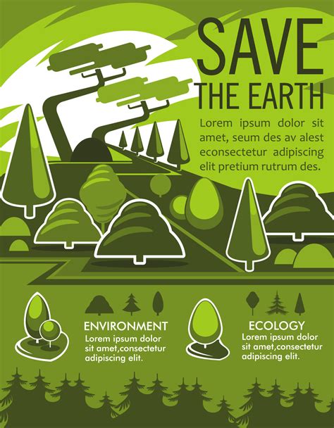 Save the Earth and natural resources eco poster 16138190 Vector Art at ...